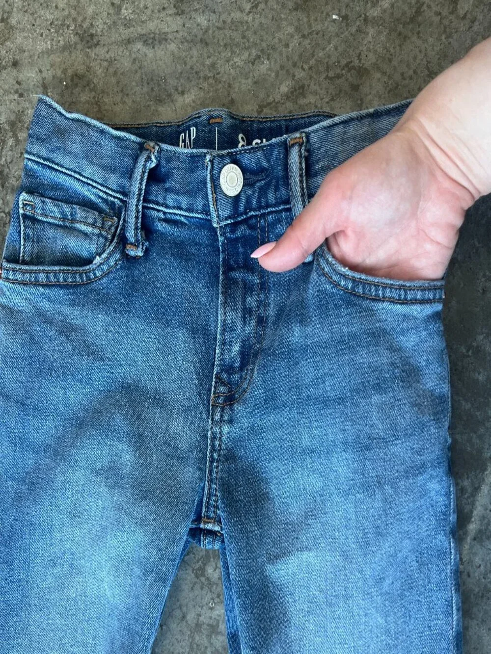 Gap Kids Boys Blue Slim Jeans Size 8 Slim Adjustable Waist Stretch Denim